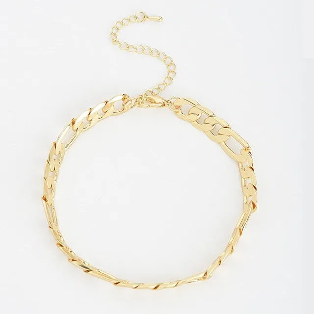 2017 New Trendy Anklets Sandalia Feminina Collare Anklet Summer Jewelry Foot Bracelet Gold Color Cheville Link Chain Feet For