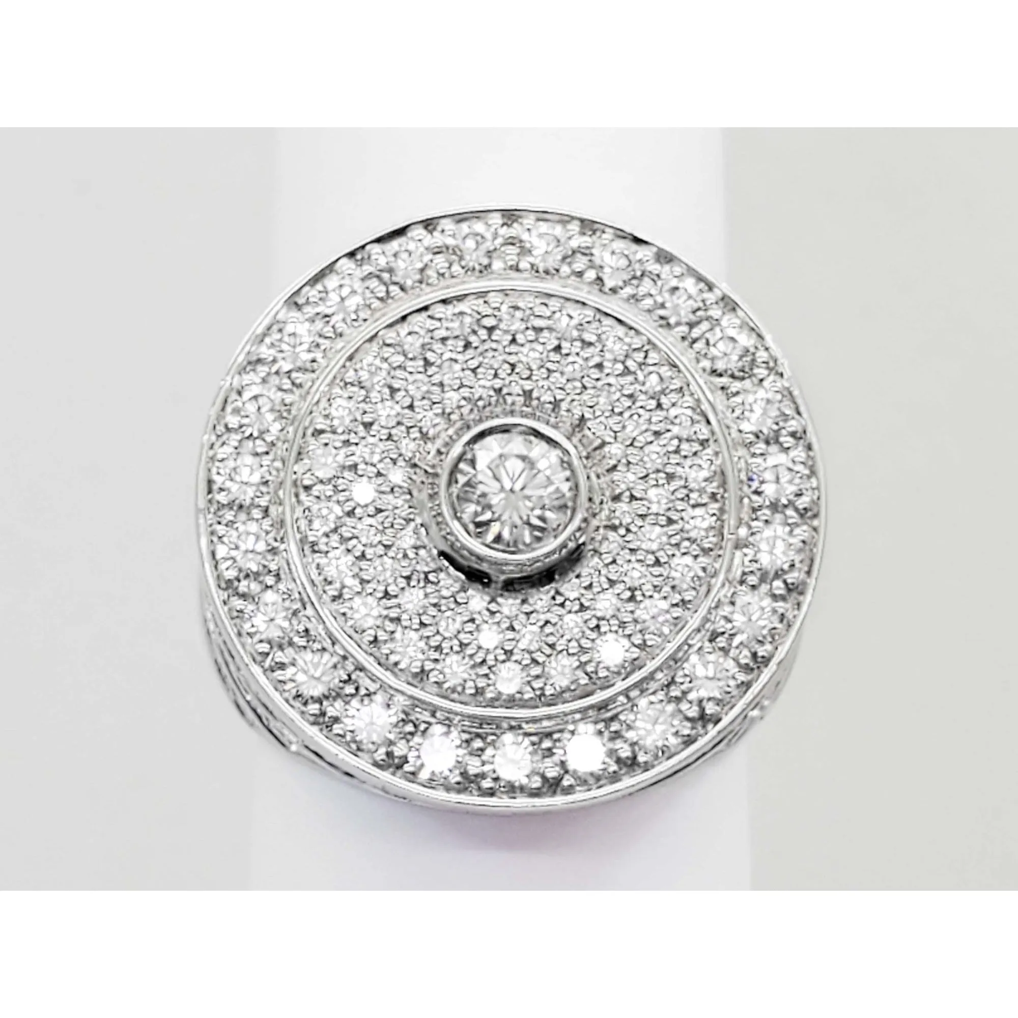 4.01 ctw Natural Earth Mined Diamond Halo Style Dome Ring Platinum Size 10.5