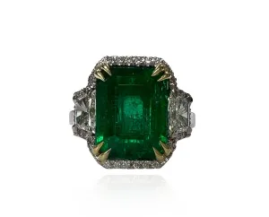 5.30 Carat Emerald 5.30 Carat Three Stone Ring