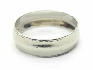 6mm Wide High Polish Dia-Cut Design Milgrain Edge Platinum Band Ring Size 8.5