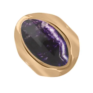 9ct Rose Gold Blue John Hallmark Medium Oval Ring