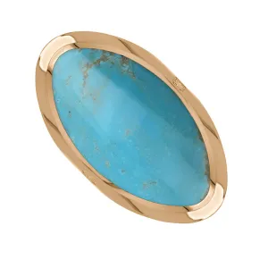 9ct Rose Gold Turquoise Hallmark Large Oval Ring