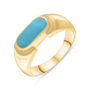 9ct Yellow Gold Turquoise Oval Dodgem Ring