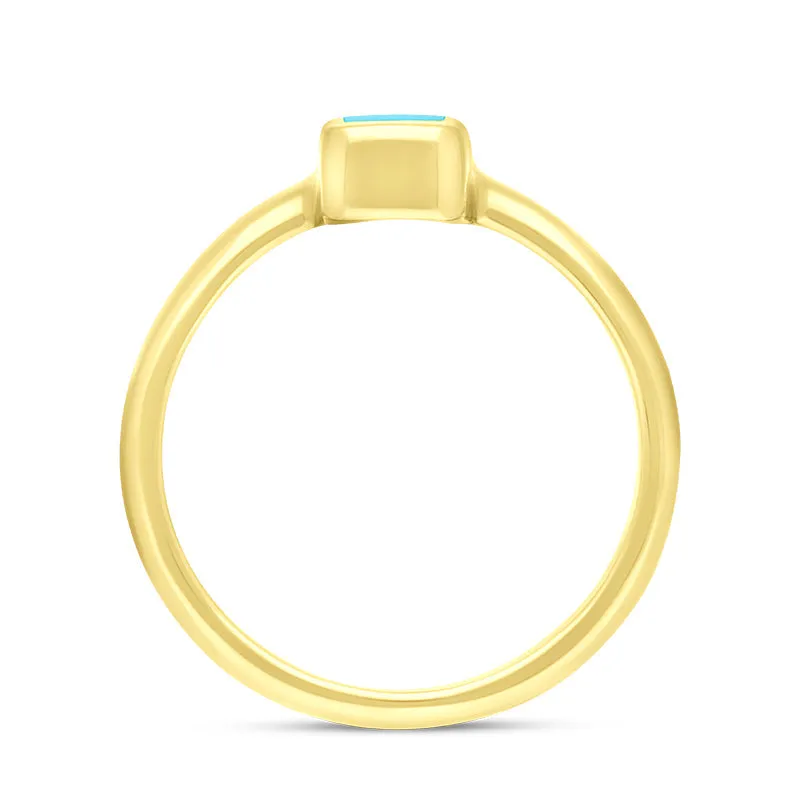 9ct Yellow Gold Turquoise Slim Oblong Ring