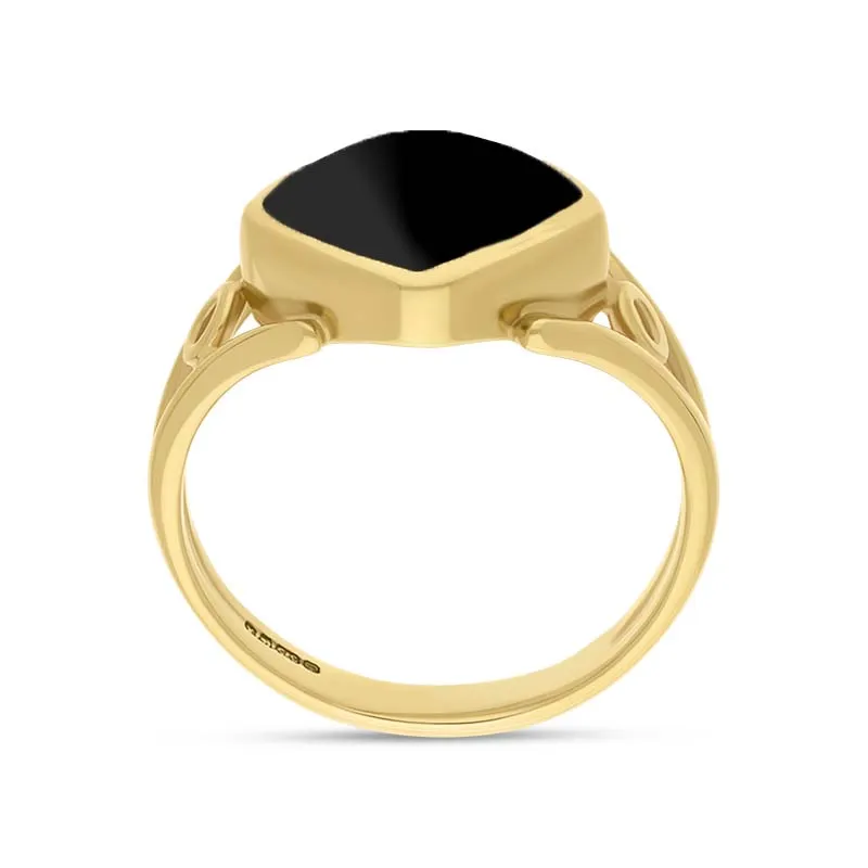 9ct Yellow Gold Whitby Jet Cushion Cut Ring
