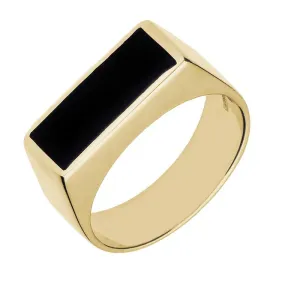 9ct Yellow Gold Whitby Jet Flat Top Signet Ring