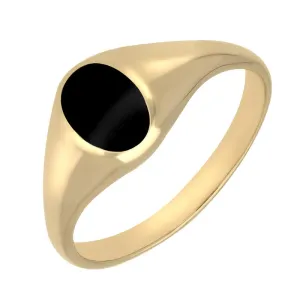 9ct Yellow Gold Whitby Jet Small Oval Signet Ring