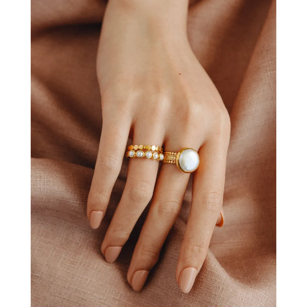 Anna Beck Coin Pearl Scalloped Cocktail Ring