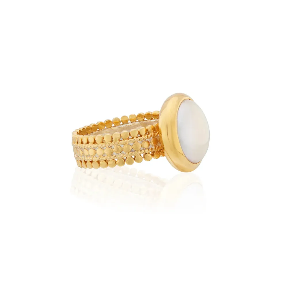 Anna Beck Coin Pearl Scalloped Cocktail Ring