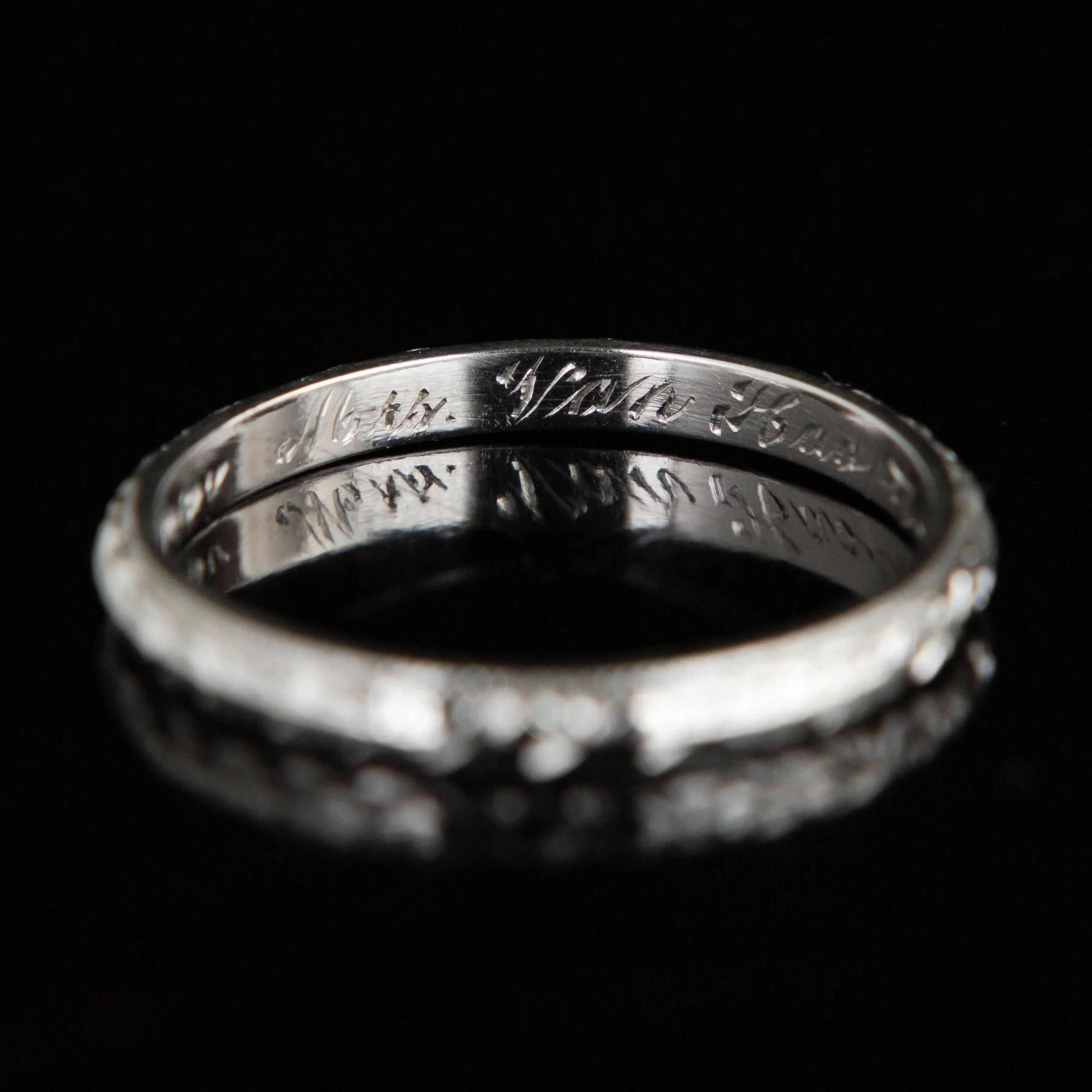 Antique Hand Engraved Band |18k White Gold | circa 1920s Copy