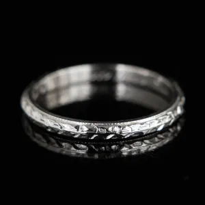 Antique Hand Engraved Band |18k White Gold | circa 1920s Copy