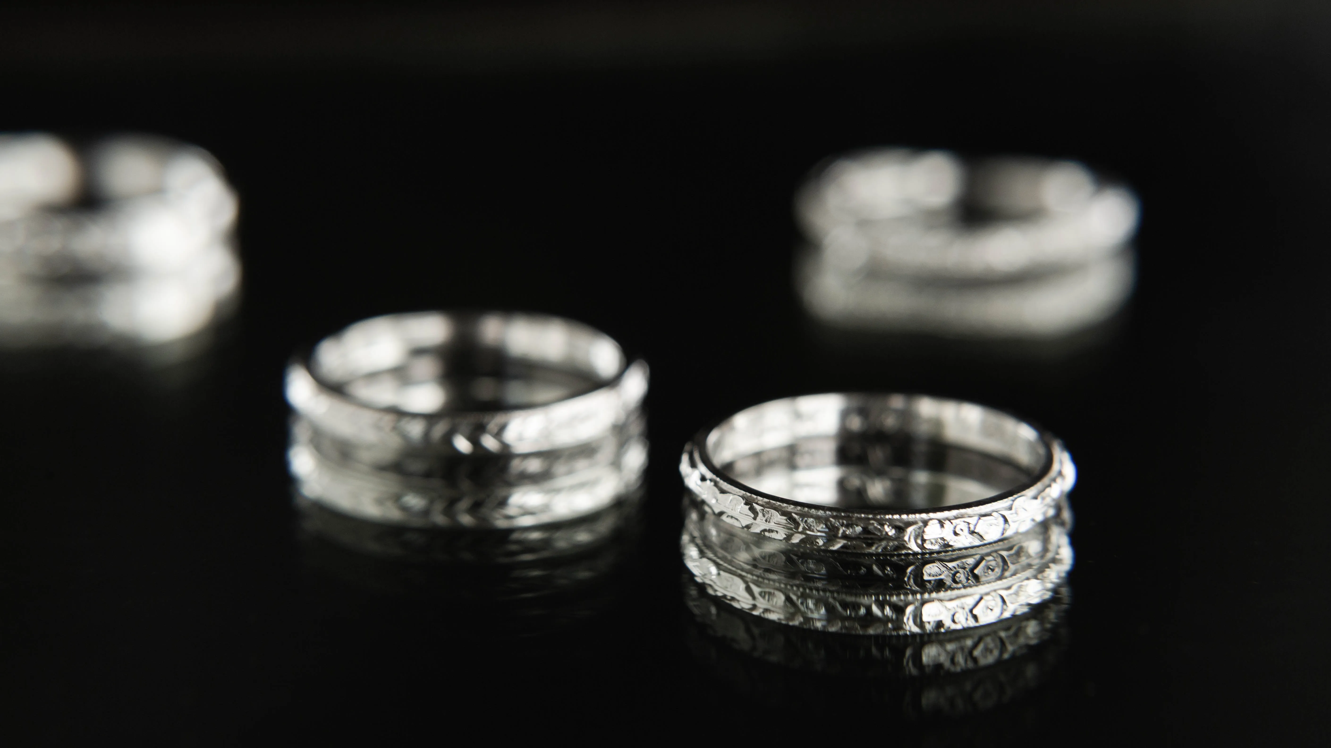 Antique Hand Engraved Band |18k White Gold | circa 1920s Copy