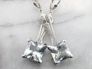 Art Deco Aquamarine Drop Earrings