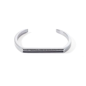 Bangle Cuff Square Stripes silver-black