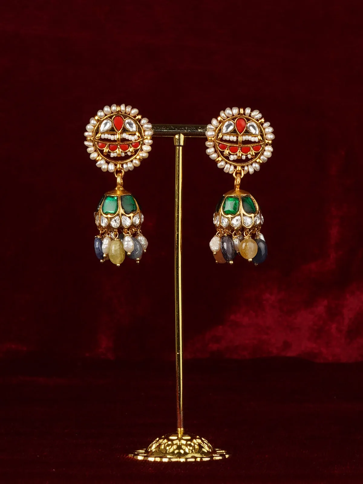 Basra Edit - Real Pearls Multicolor Gold Plated Mishr Earrings - MR-E305