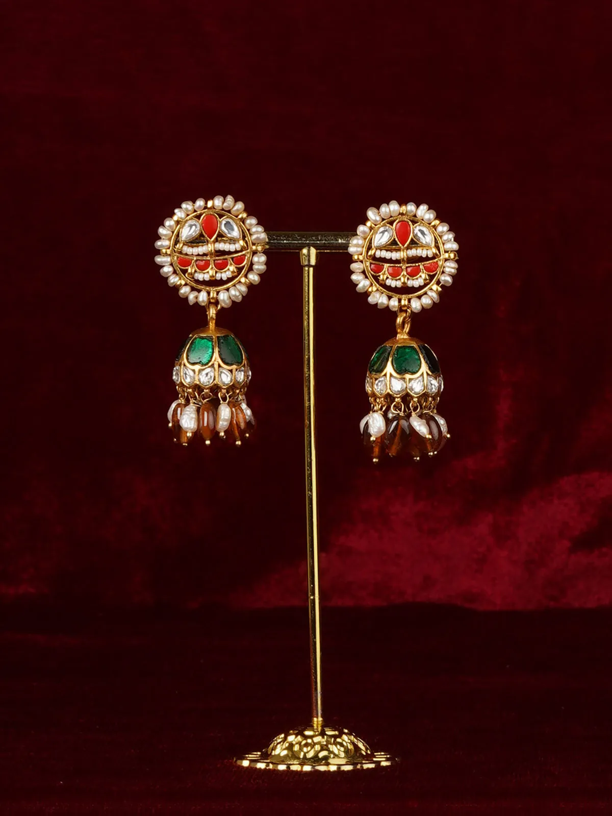 Basra Edit - Real Pearls Multicolor Gold Plated Mishr Earrings - MR-E305