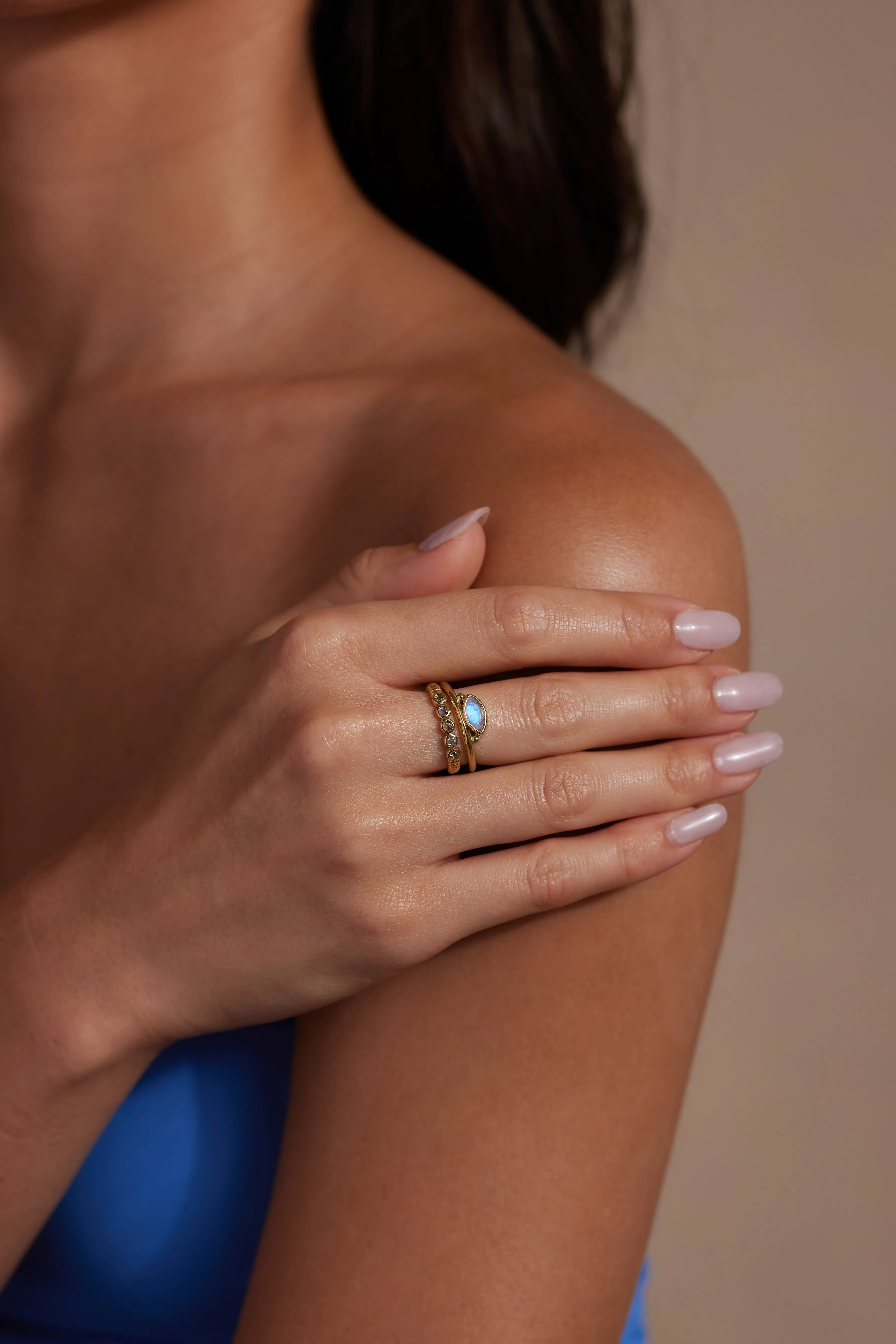 Binded Moonstone Gold Stacker