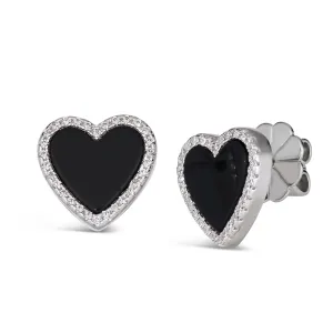 Black Onyx Heart Shaped Earring Studs