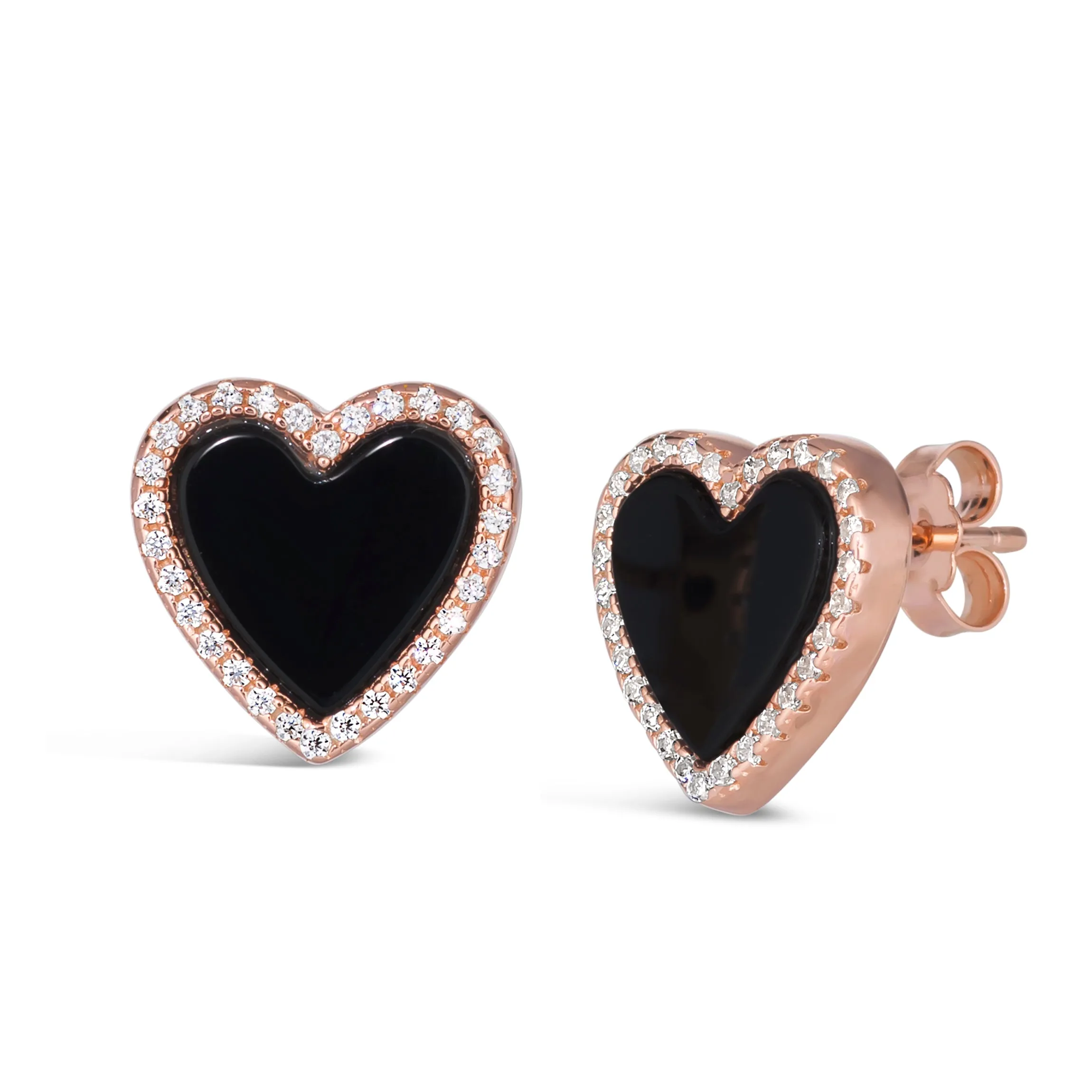 Black Onyx Heart Shaped Earring Studs