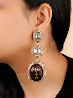 Brown Color Gold Plated Moissanite Earrings - MO-EAR20A