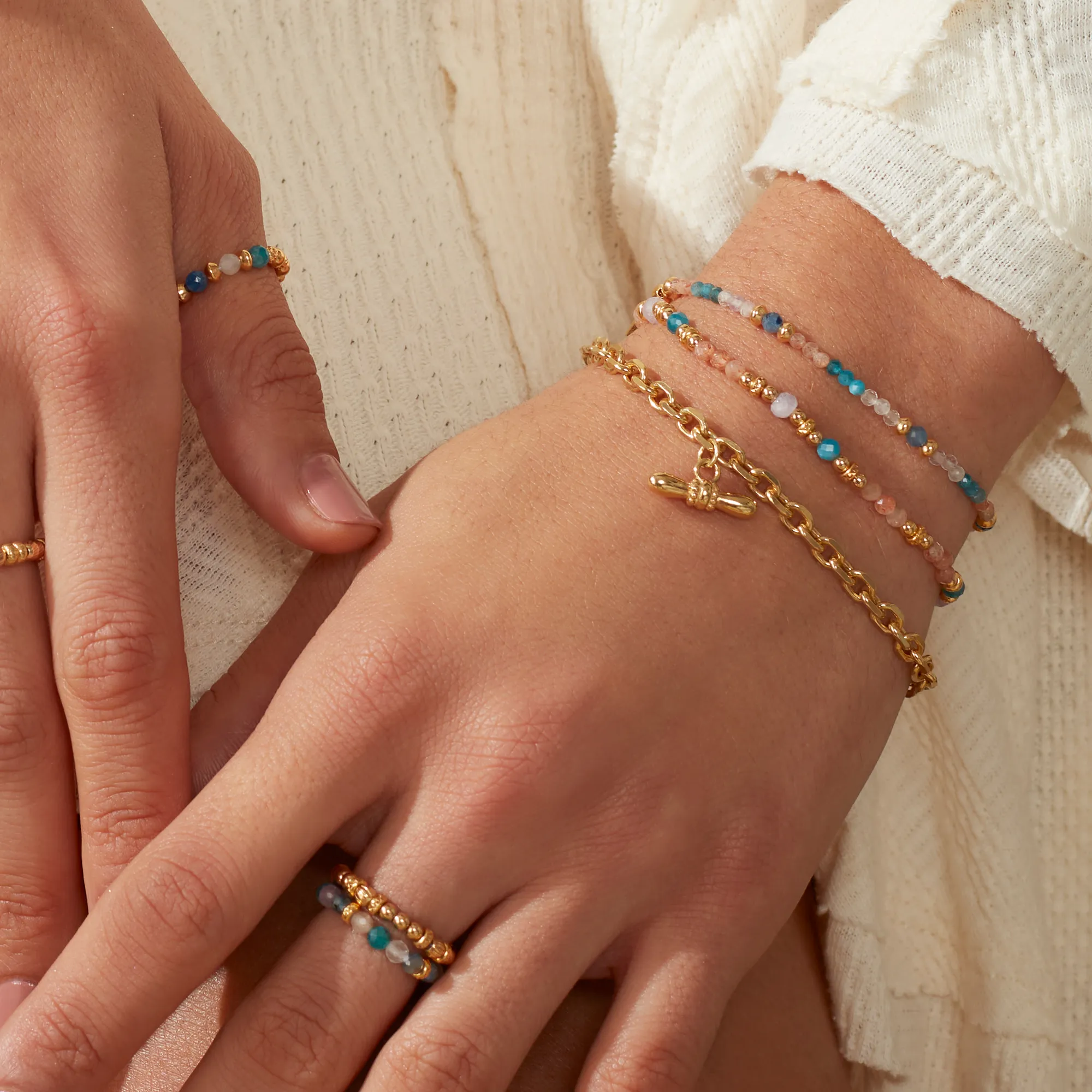 Chlobo Gold Plated Sterling Silver Beautiful Energy Set of 2 Rings