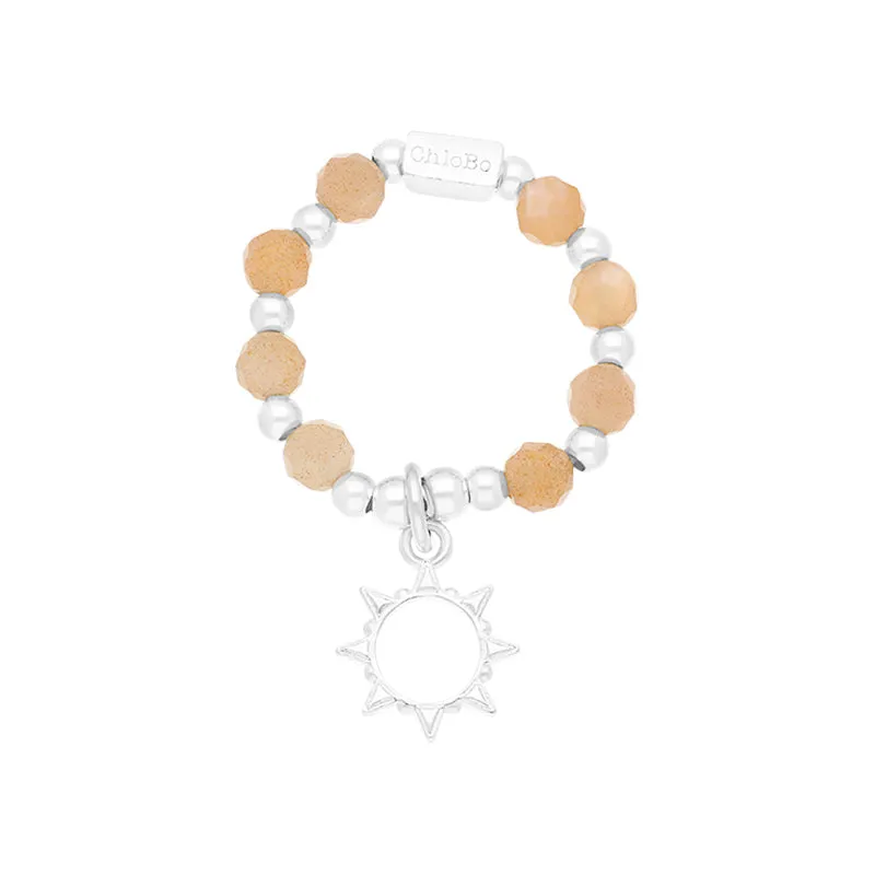 ChloBo Sterling Silver Sunrise Peach Moonstone Ring