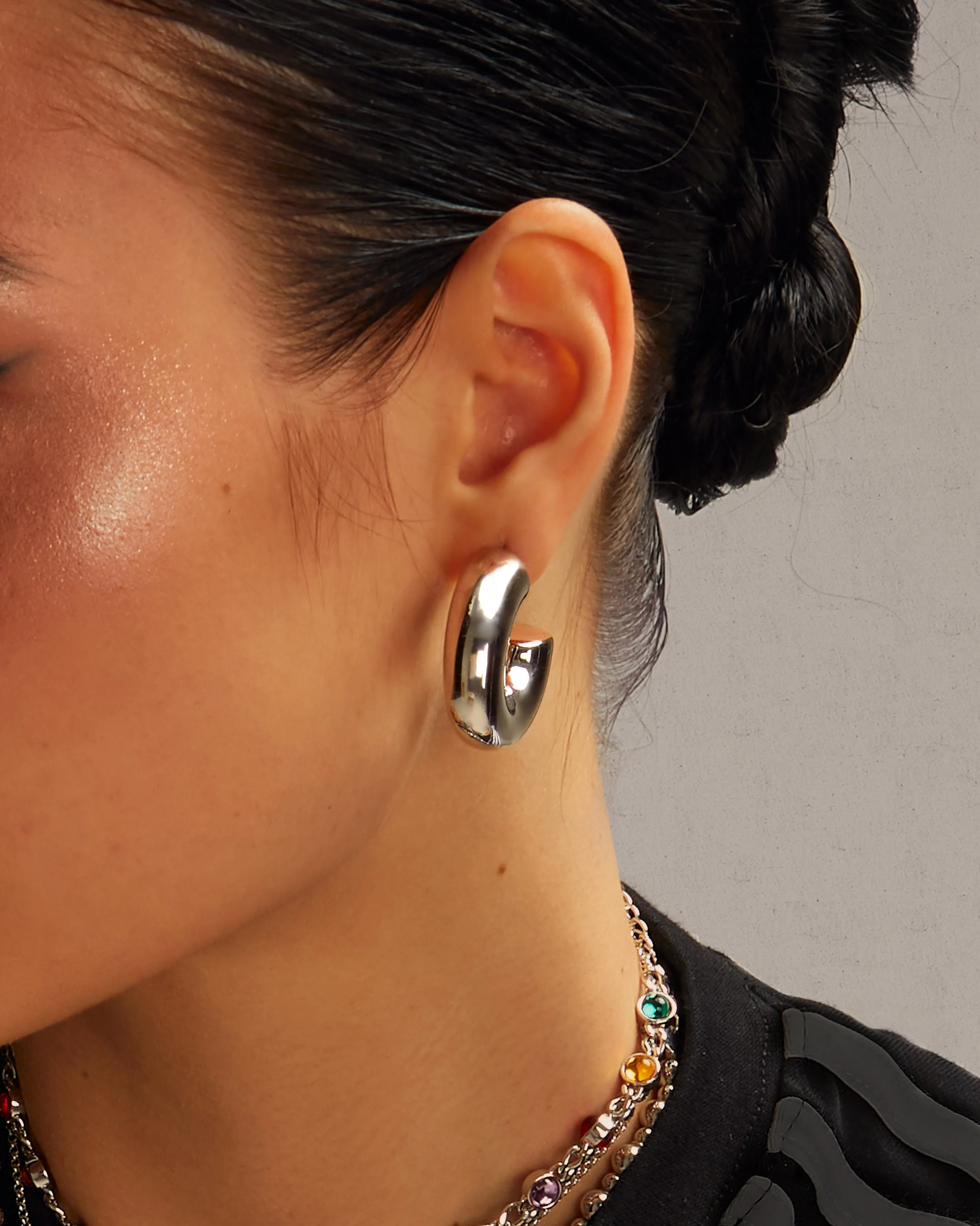 Chunky Hoop Earrings in Silver