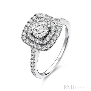 Cushion Double Halo Diamond Engagement Ring