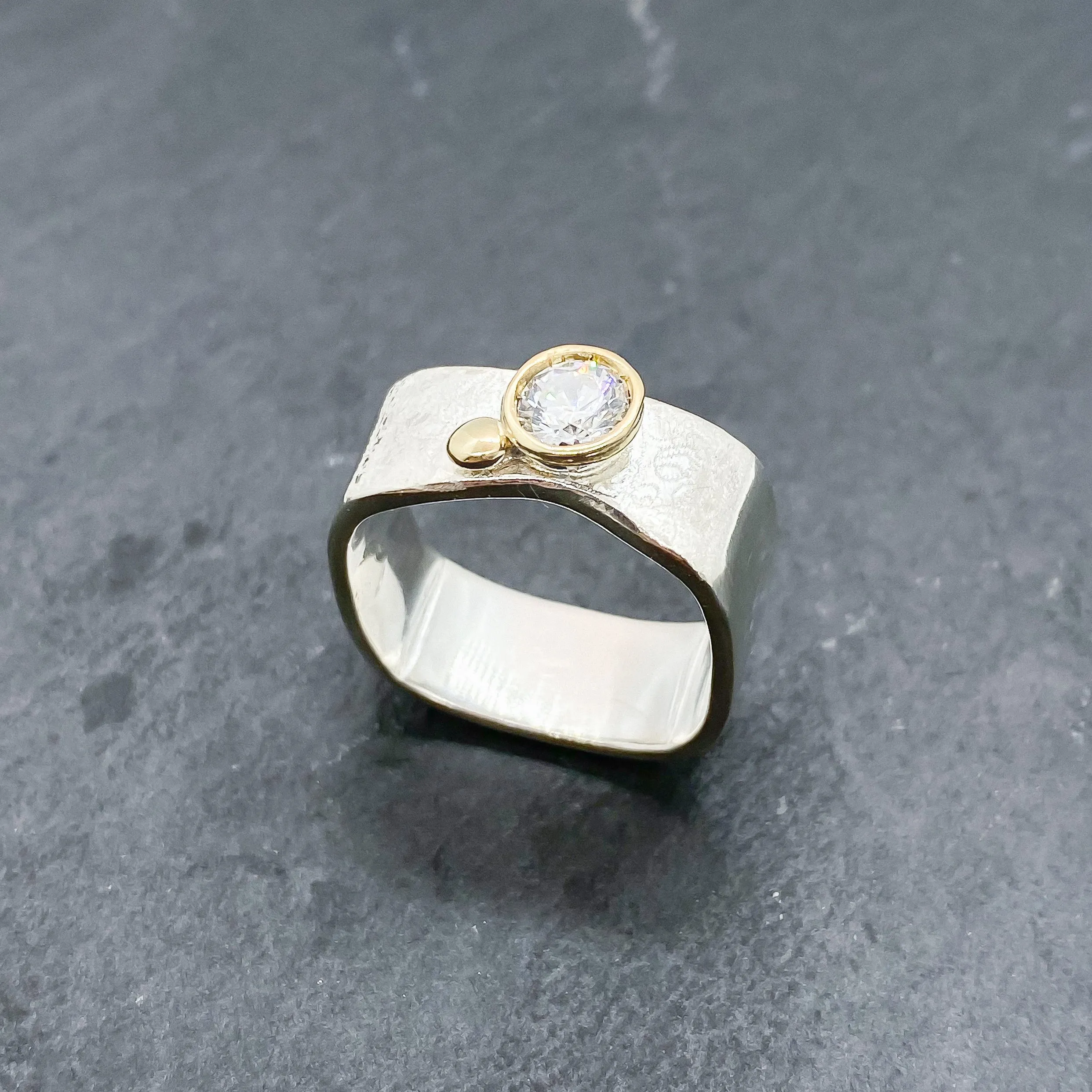 CZ Diamond Bezel Ring Size 4.5-9
