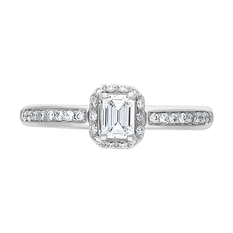 Damiani Minou Platinum 0.46ct Diamond Emerald Cut Pave Ring