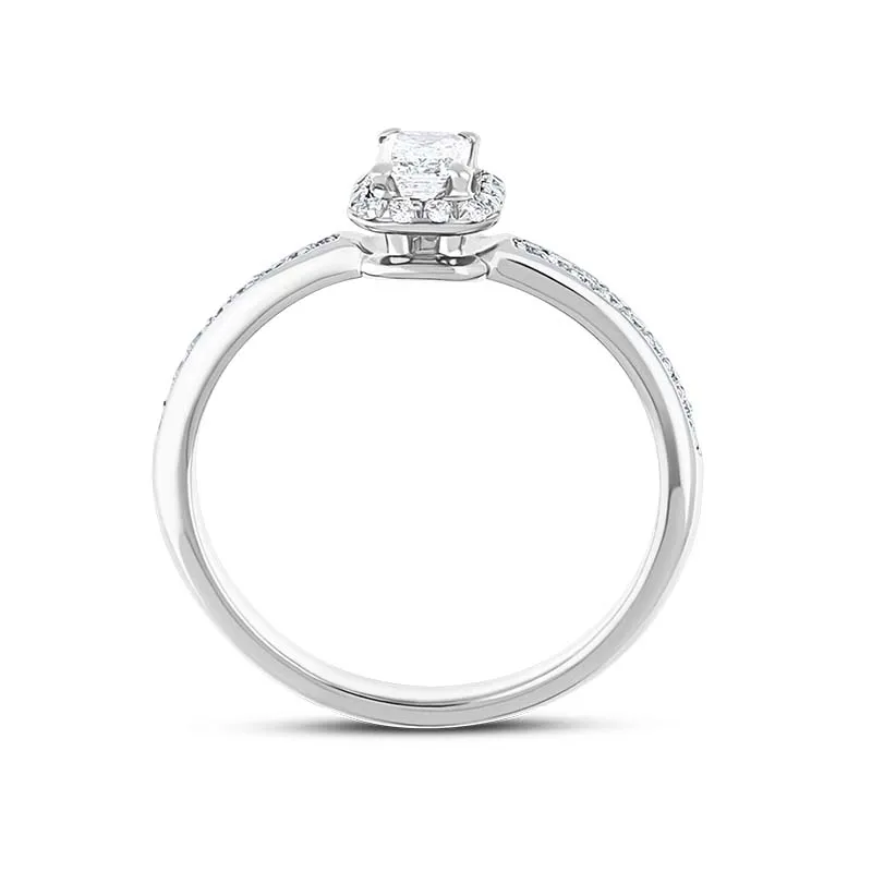 Damiani Minou Platinum 0.46ct Diamond Emerald Cut Pave Ring