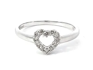 Diamond Heart Ring in 14k White Gold
