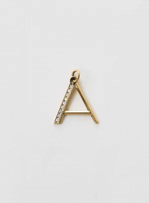 Diamond letter A 18K Gold Necklace or Pendant w. Diamond