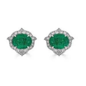 Emerald & Halo Earrings