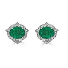 Emerald & Halo Earrings