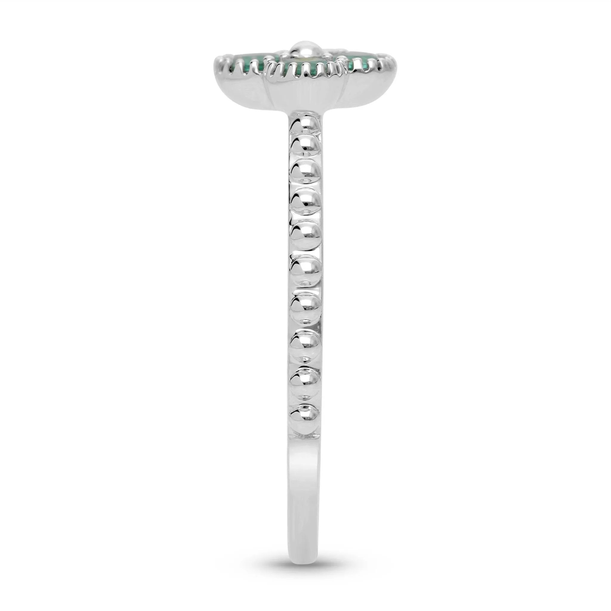 Emerald Clover Beaded Ring - WG