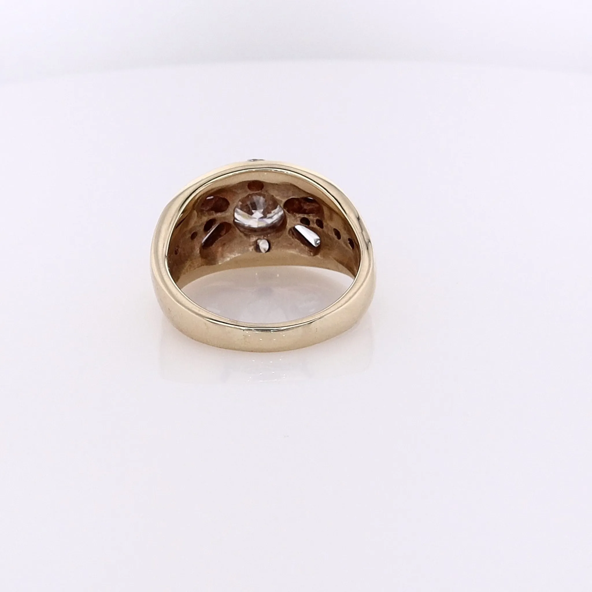 Estate 14 Karat Yellow Gold Domed Head Diamond Ring