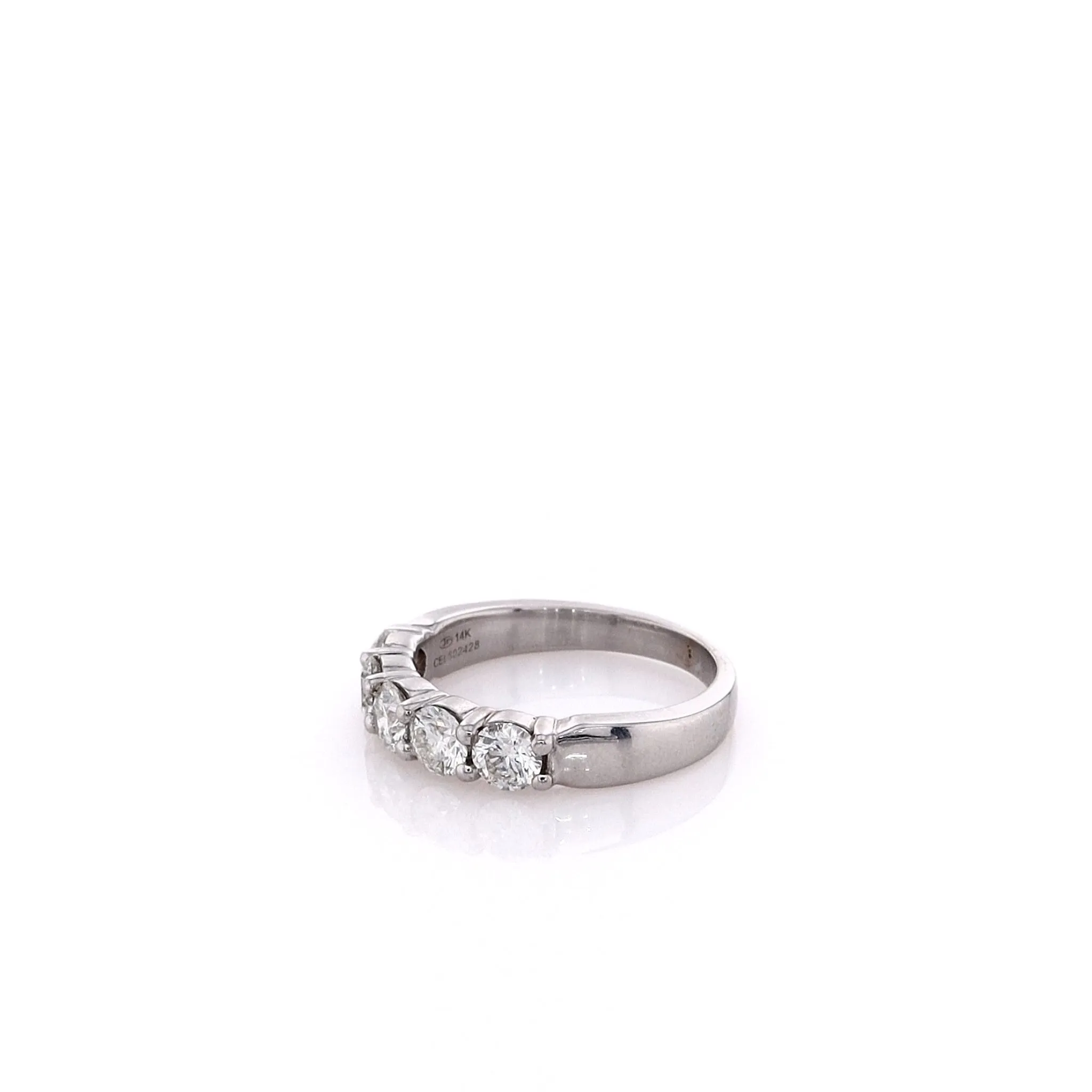Estate 14k White Gold and Diamond Shared Prong Ring