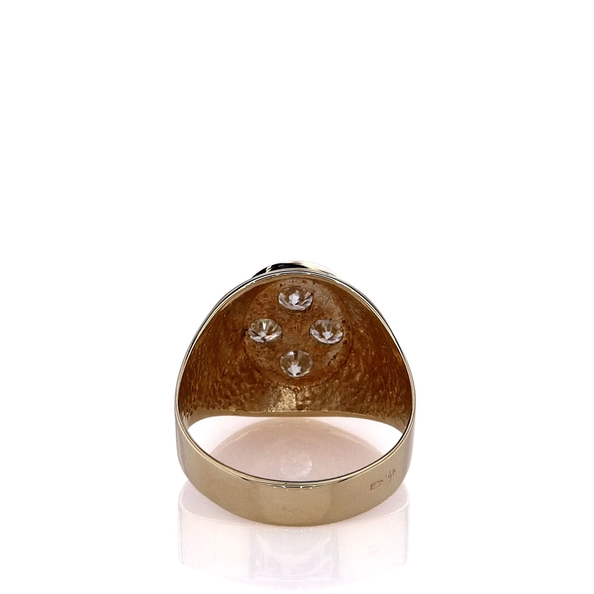 Estate 14k Yellow Gold Gents Oval Top Design Diamond Ring