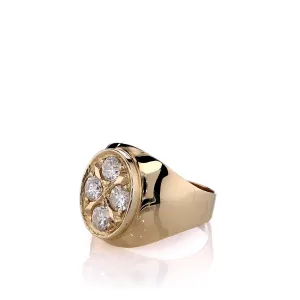 Estate 14k Yellow Gold Gents Oval Top Design Diamond Ring