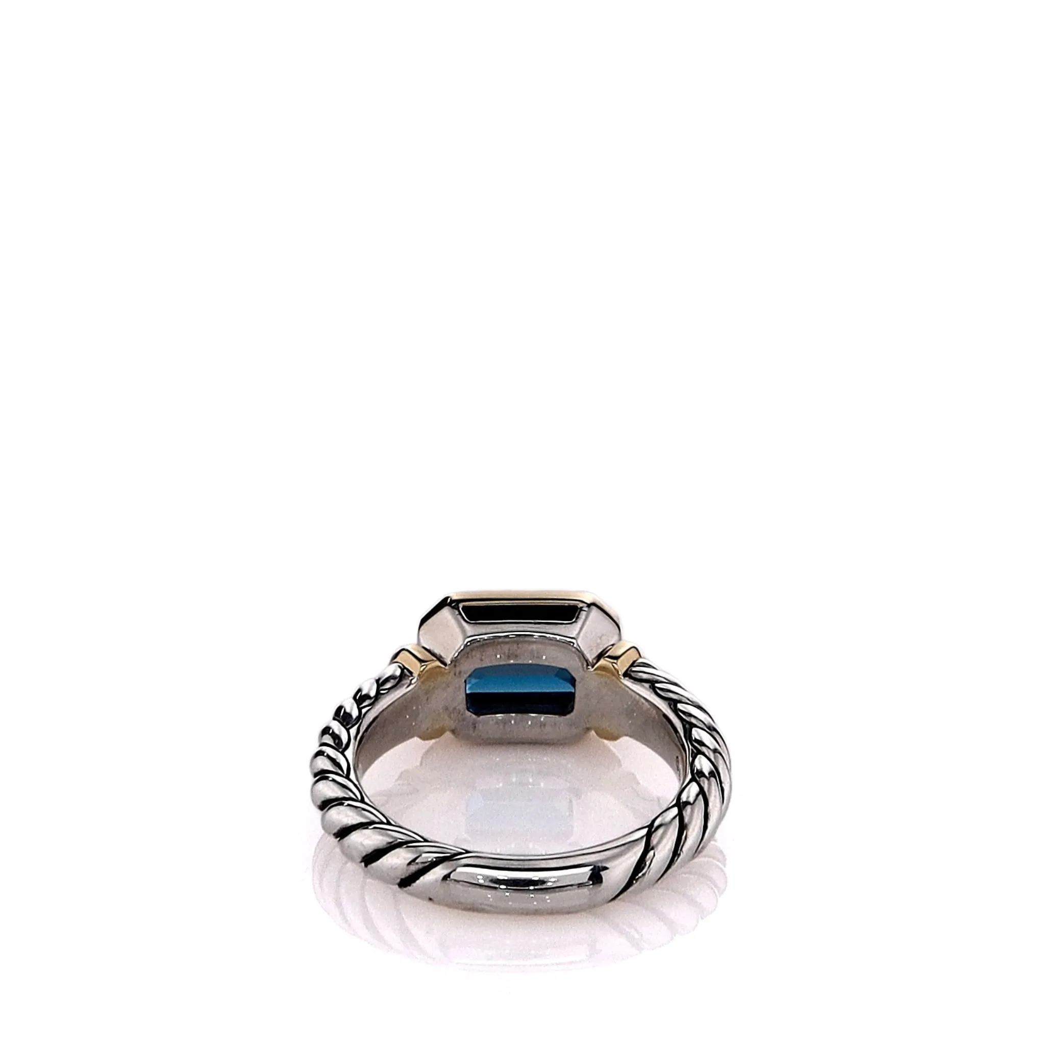 Estate David Yurman Two-Tone Cable Shank London Blue Topaz Ring
