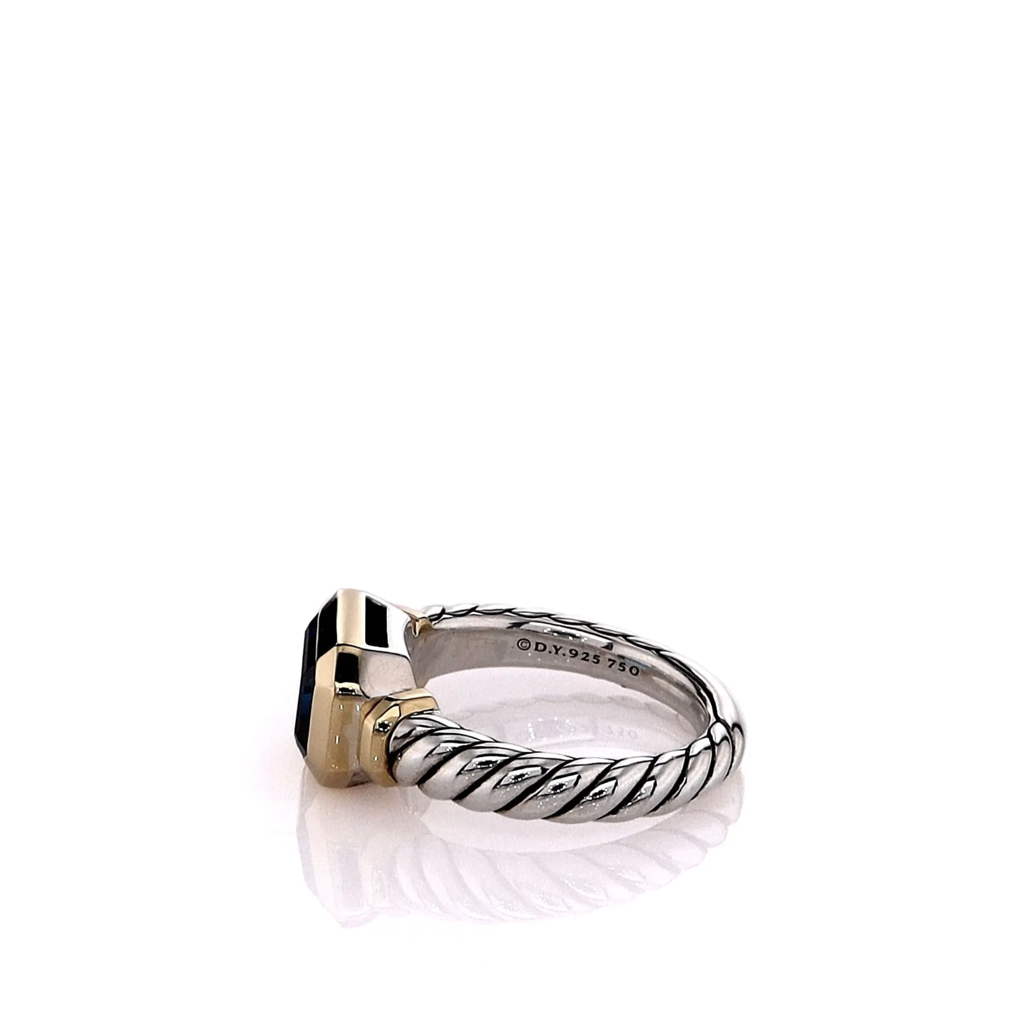 Estate David Yurman Two-Tone Cable Shank London Blue Topaz Ring