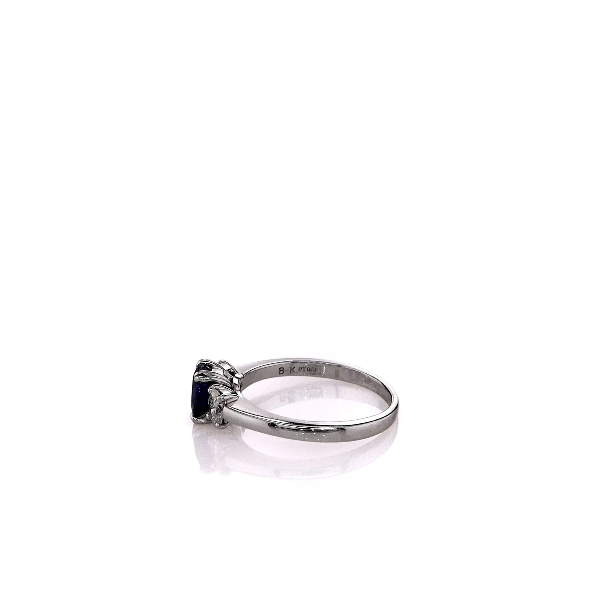 Estate Platinum 1.20ct Round Blue Sapphire and Diamond Ring