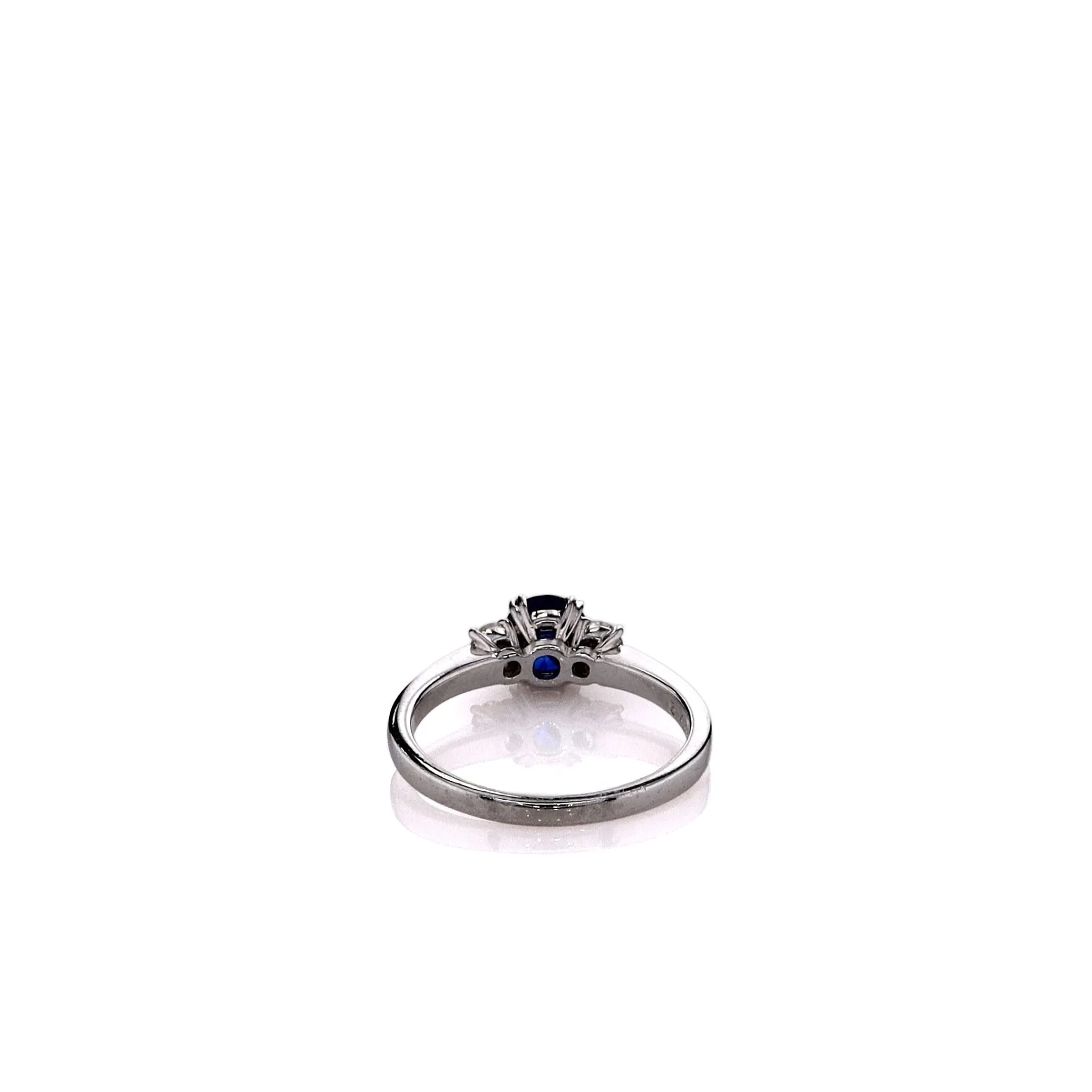 Estate Platinum 1.20ct Round Blue Sapphire and Diamond Ring
