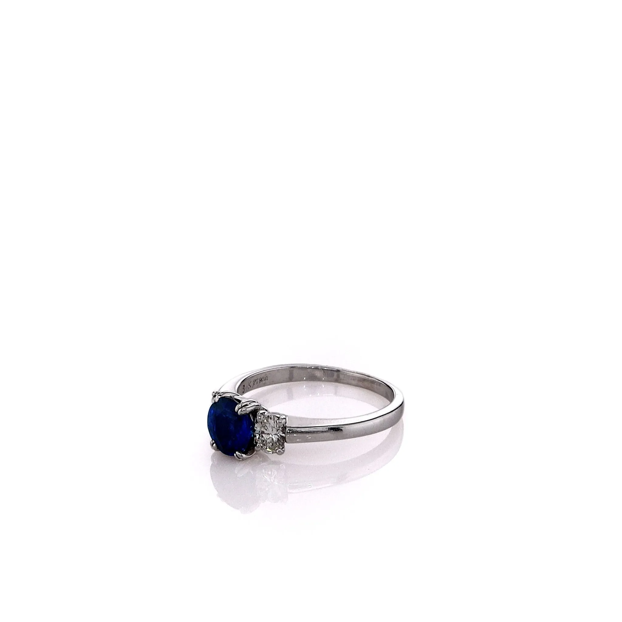 Estate Platinum 1.20ct Round Blue Sapphire and Diamond Ring