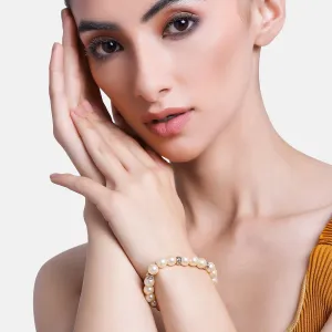 Estele - Fancy Cream Pearl Single line Bracelet with Crystal Balls