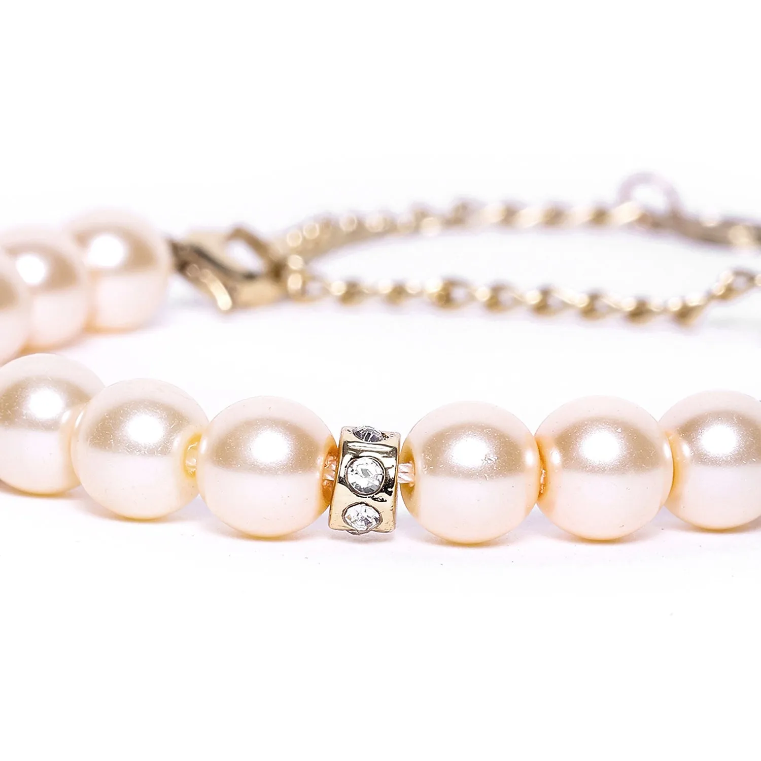 Estele - Fancy Cream Pearl Single line Bracelet with Crystal Balls