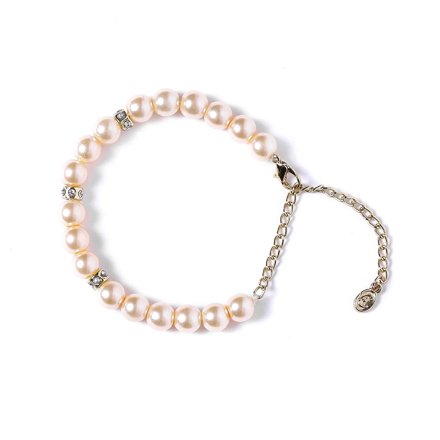 Estele - Fancy Cream Pearl Single line Bracelet with Crystal Balls