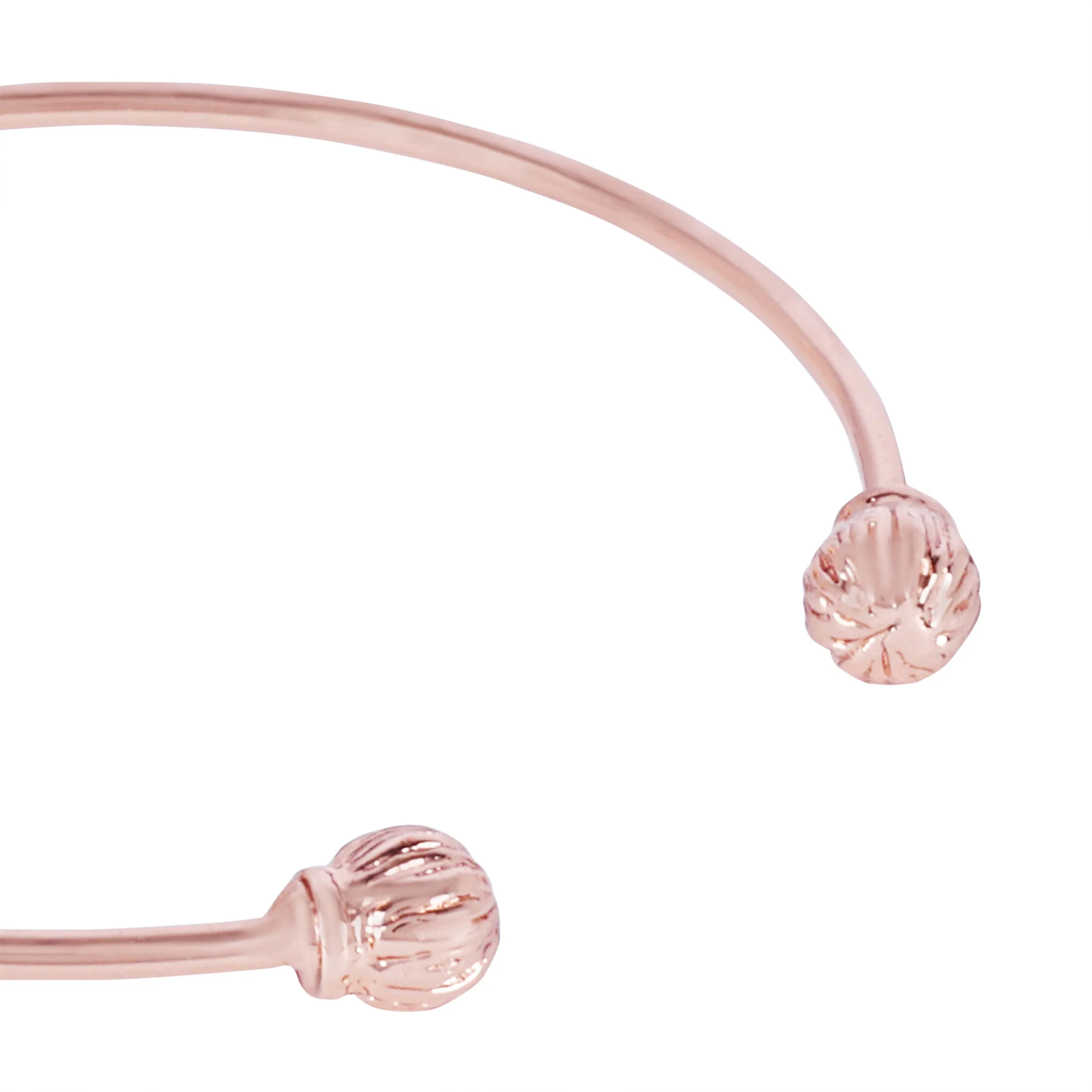 Estele Rose Collectiona??? Modern Rose Motif Cuff Bracelet: Stylish Rosegold Plated with Floral Detailinga??? A Fashionable Statement for Women
