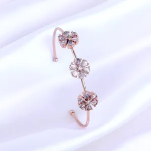 Estele Rosegold Plated Exquisite Floral Designer Kada Bracelet with White American Diamonds for Girls and Women